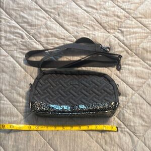 LUG black/grey Chevron Crossbody Bag with Glossy Trim